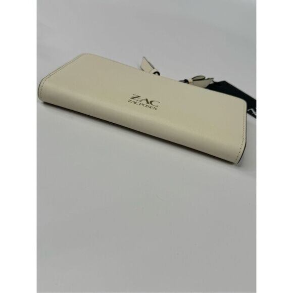 ZAC POSEN Eartha Mini Bow Zipper Leather Continental Wallet Cream NWT - Picture 7 of 11